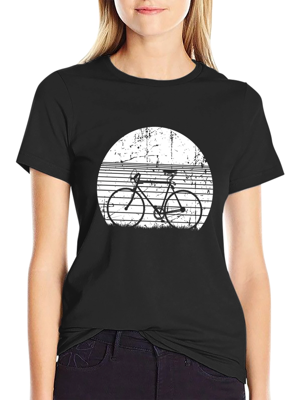 Retro Bike Graphic Tee - Black Cotton T-Shirt