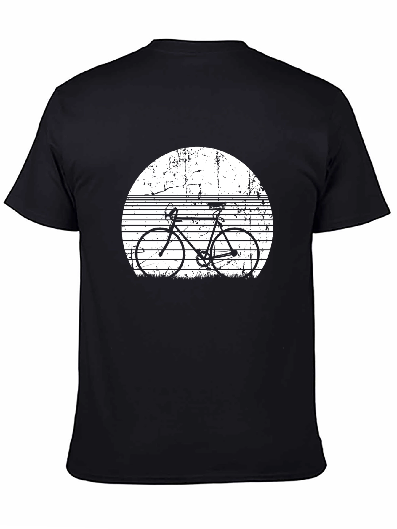Retro Bike Graphic Tee - Black Cotton T-Shirt