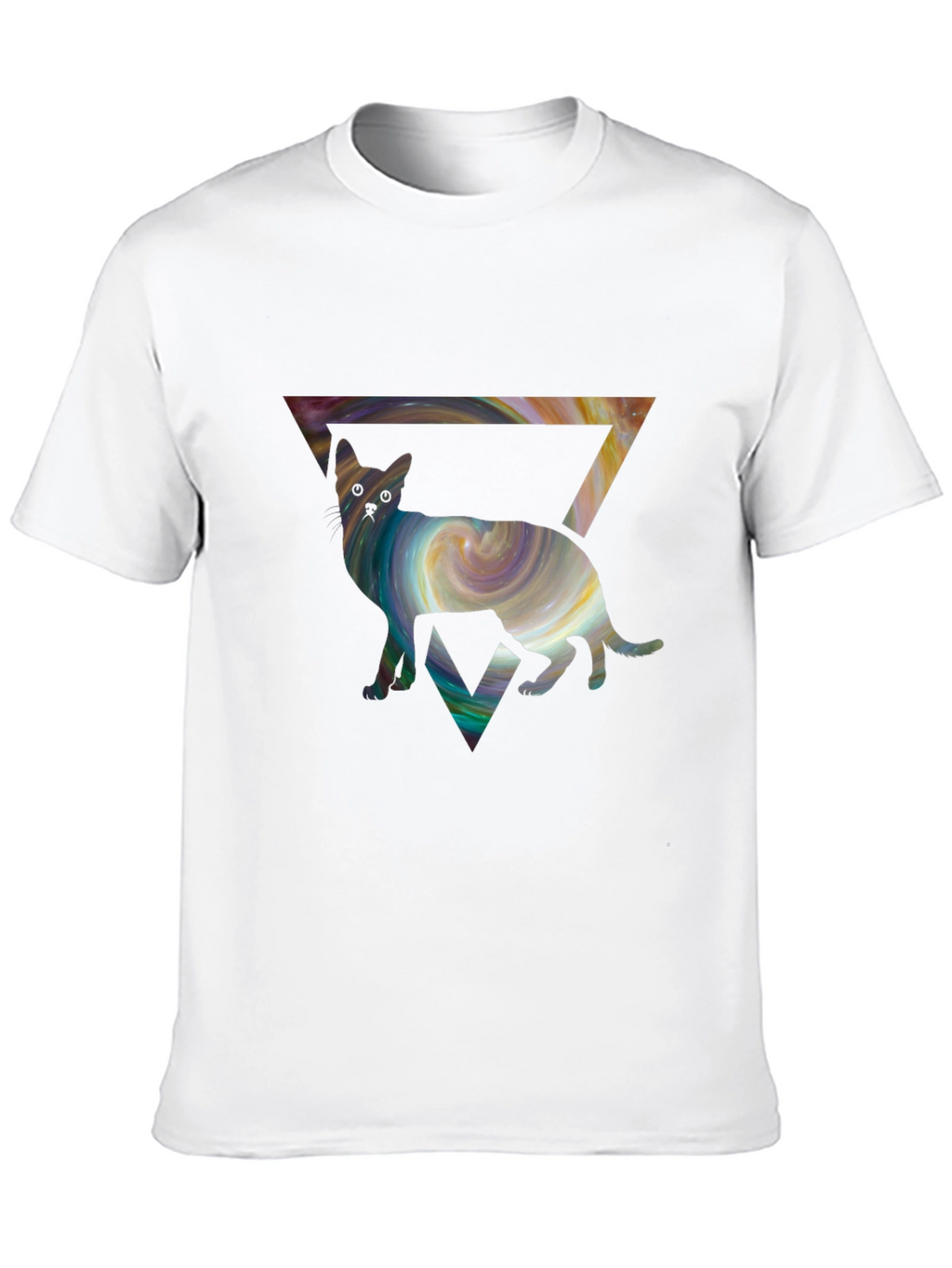 Cosmic Cat Triangle T-Shirt - Unique Graphic Tee