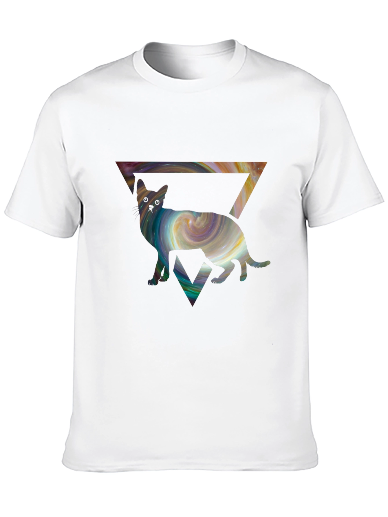 Cosmic Cat Triangle T-Shirt - Unique Graphic Tee