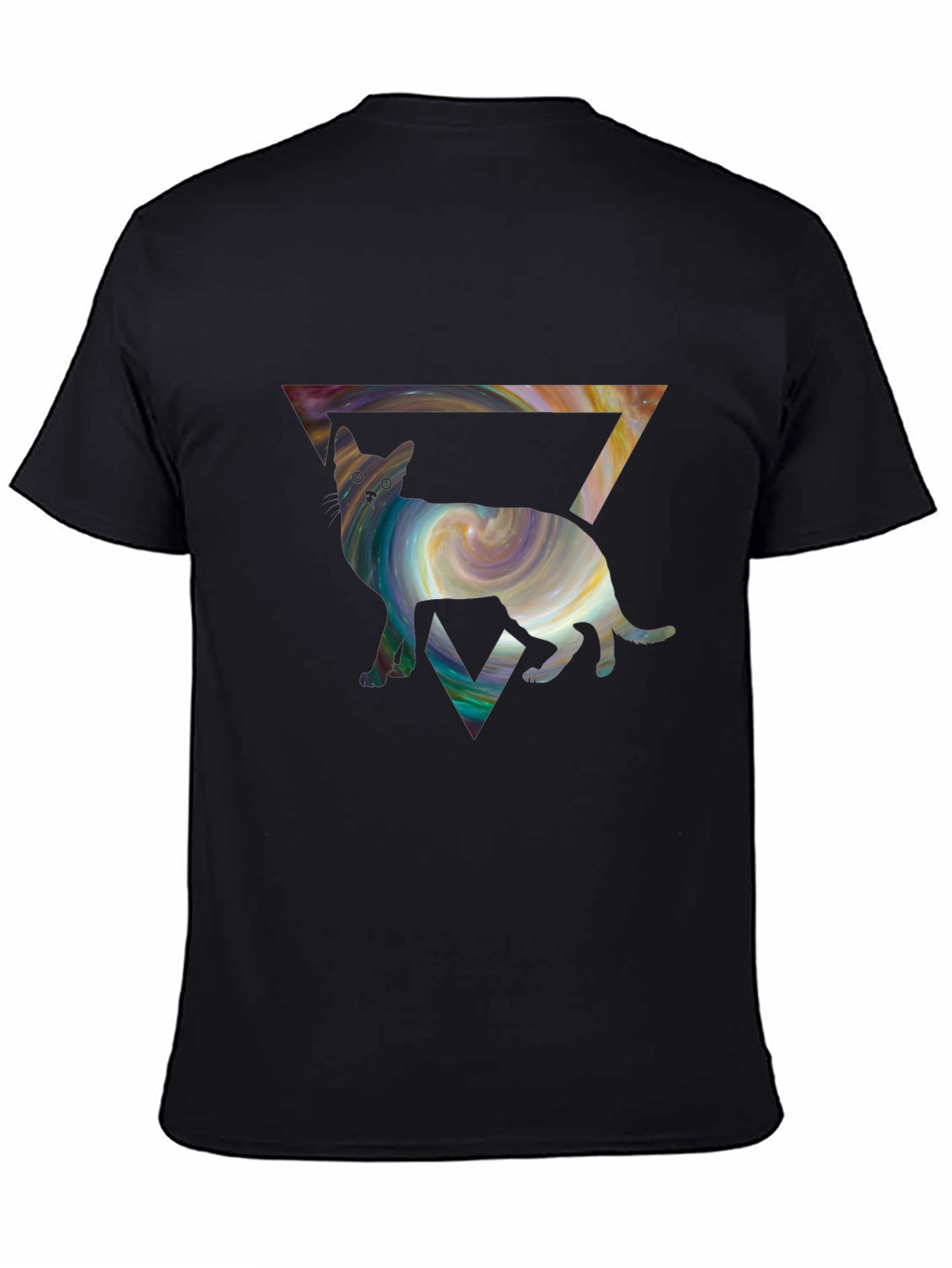 Cosmic Cat Triangle T-Shirt - Unique Graphic Tee