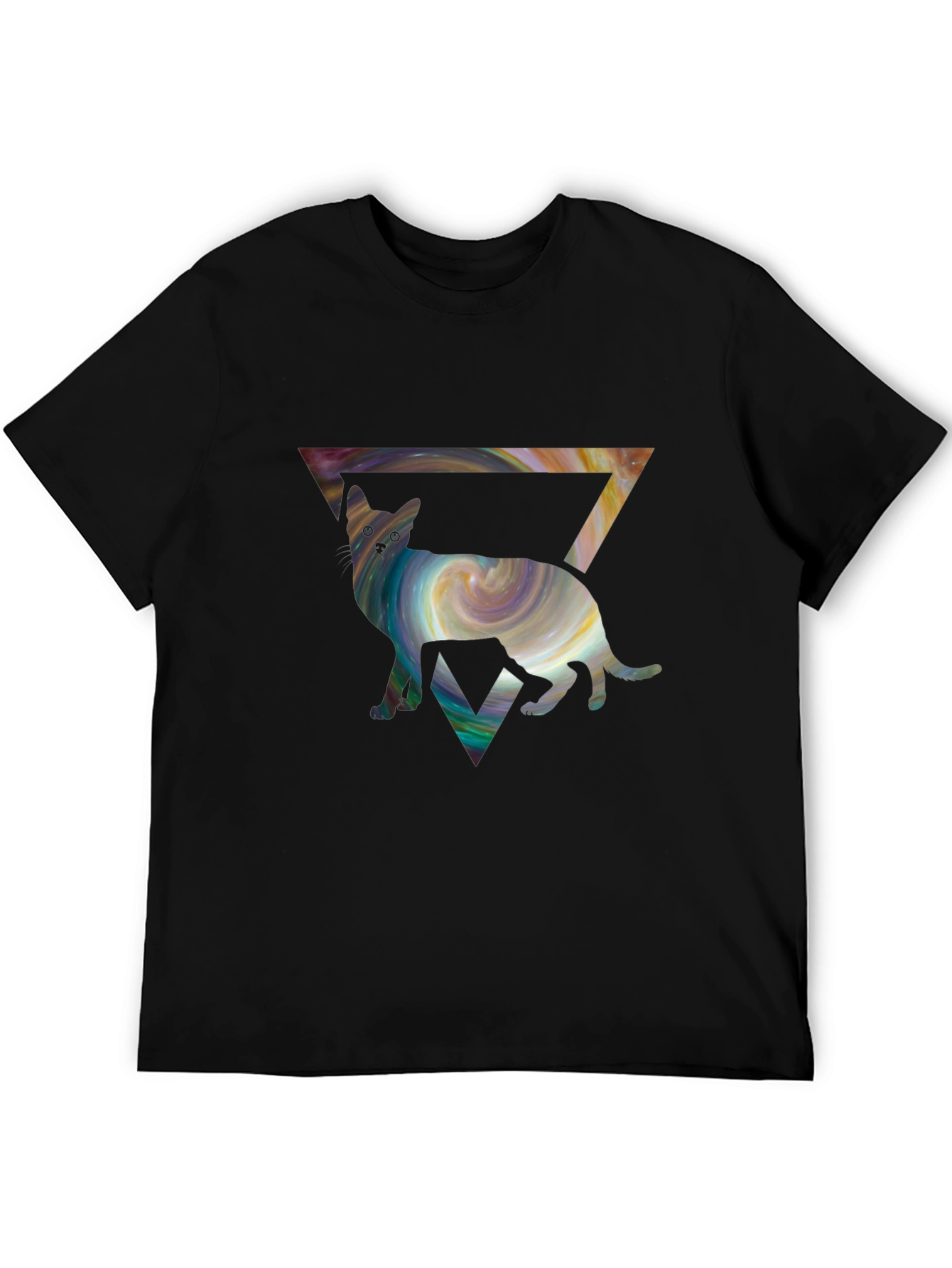 Cosmic Cat Triangle T-Shirt - Unique Graphic Tee
