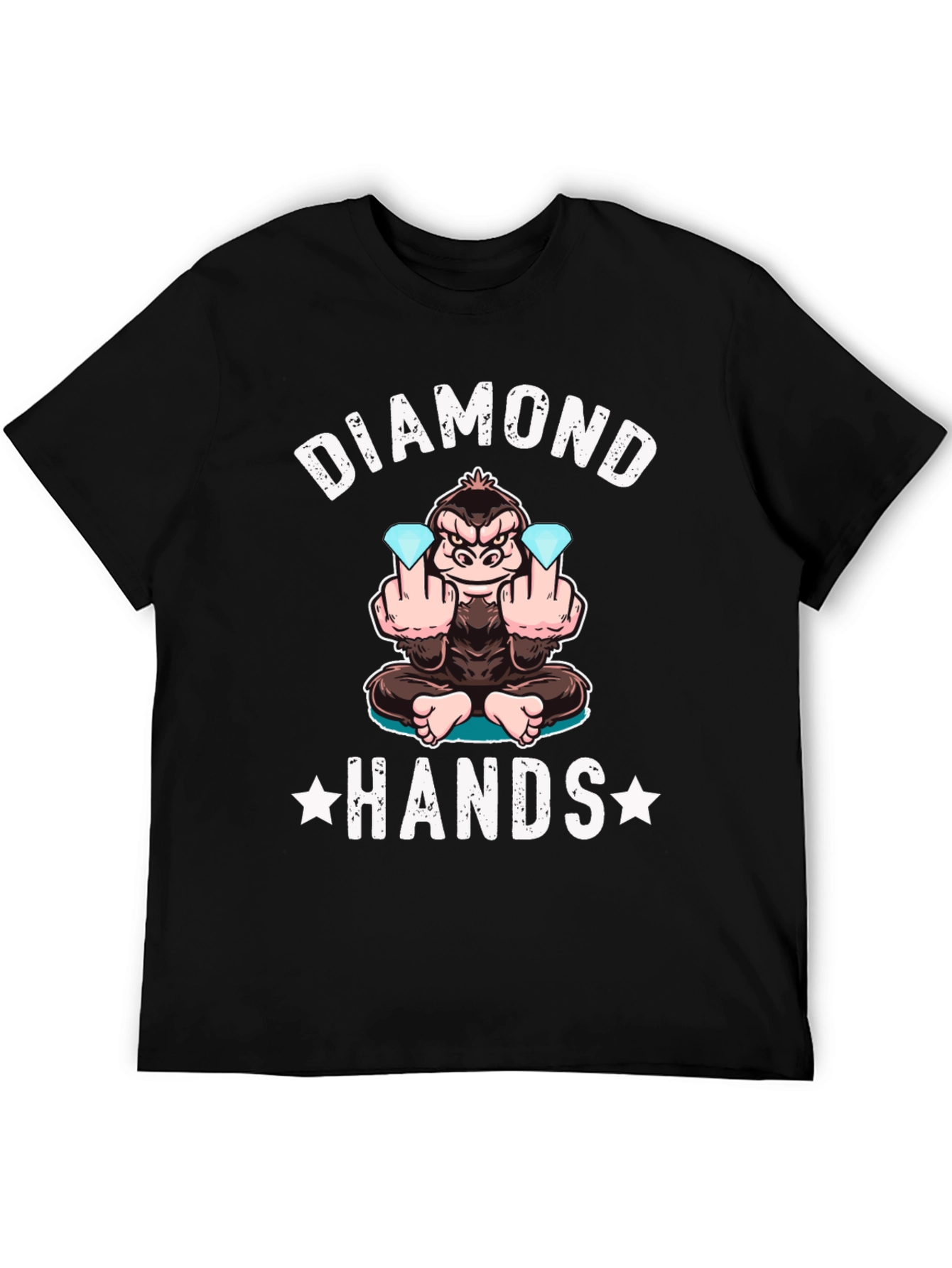 Diamond Hands Graphic Tee - Gorilla Middle Finger T-Shirt