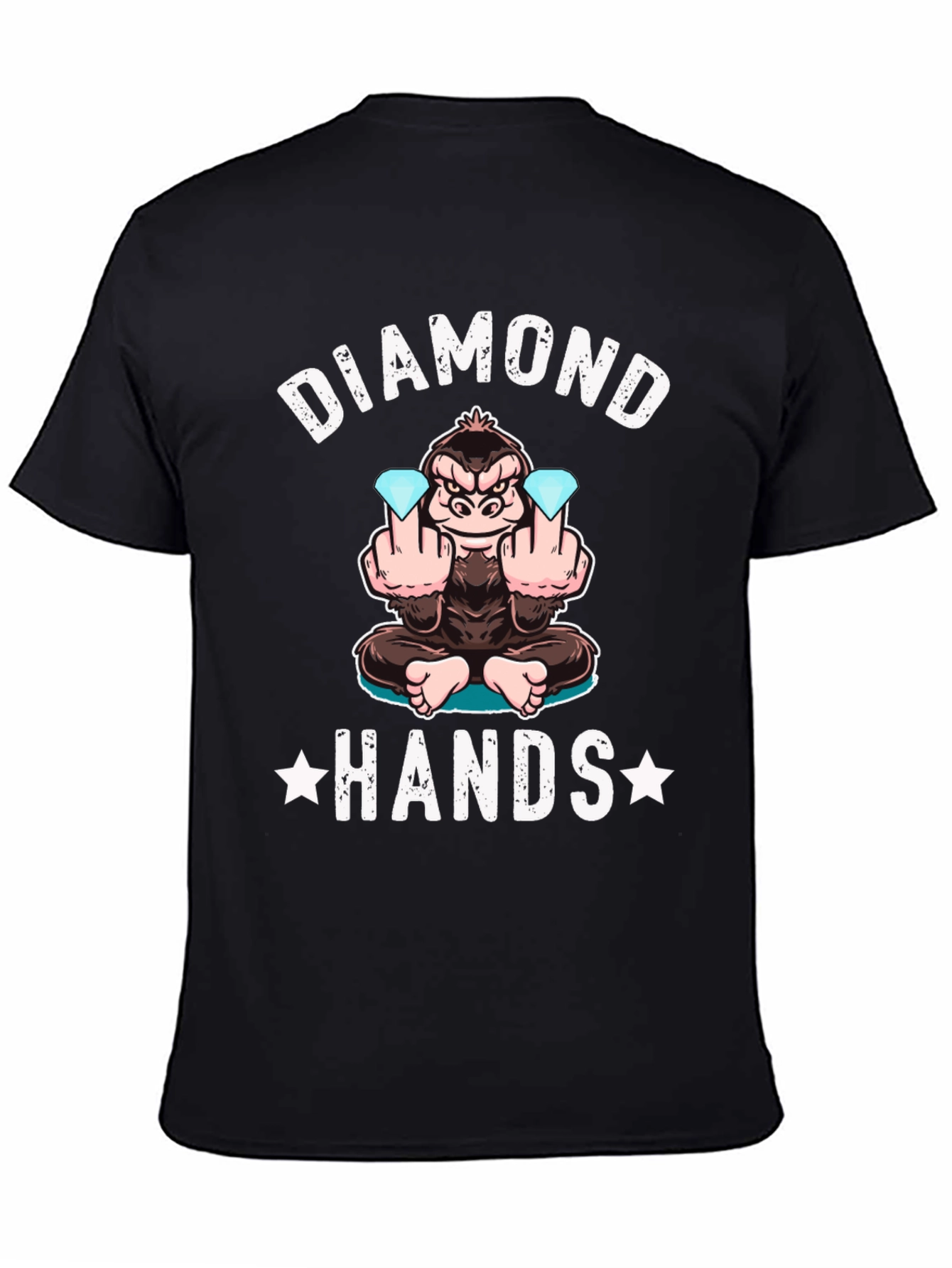Diamond Hands Graphic Tee - Gorilla Middle Finger T-Shirt