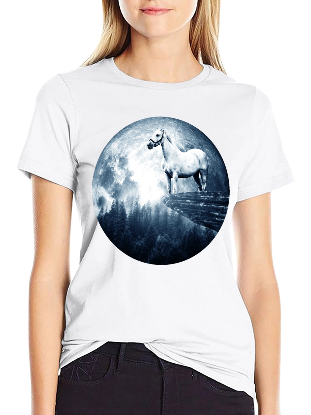 Horse and Moon Graphic T-Shirt