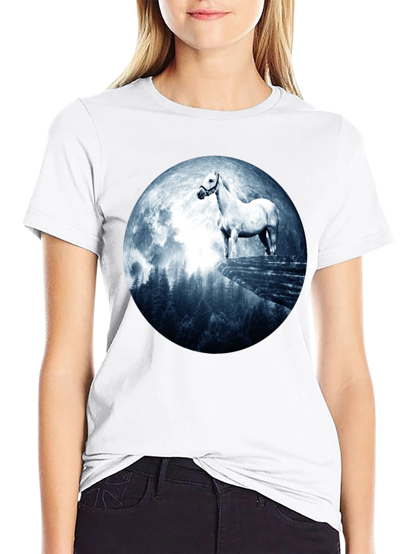 Horse and Moon Graphic T-Shirt