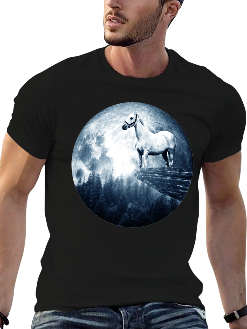 Horse and Moon Graphic T-Shirt