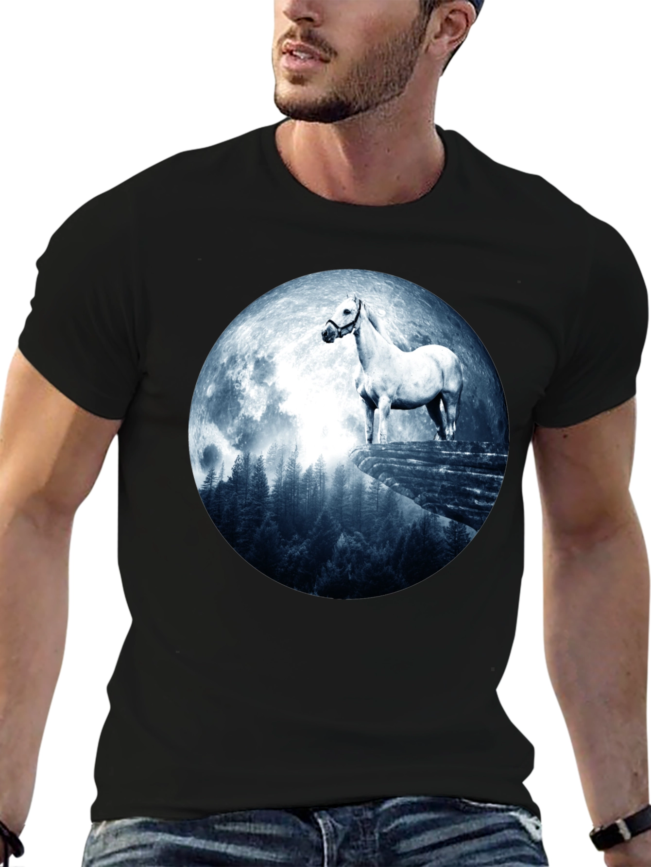 Horse and Moon Graphic T-Shirt