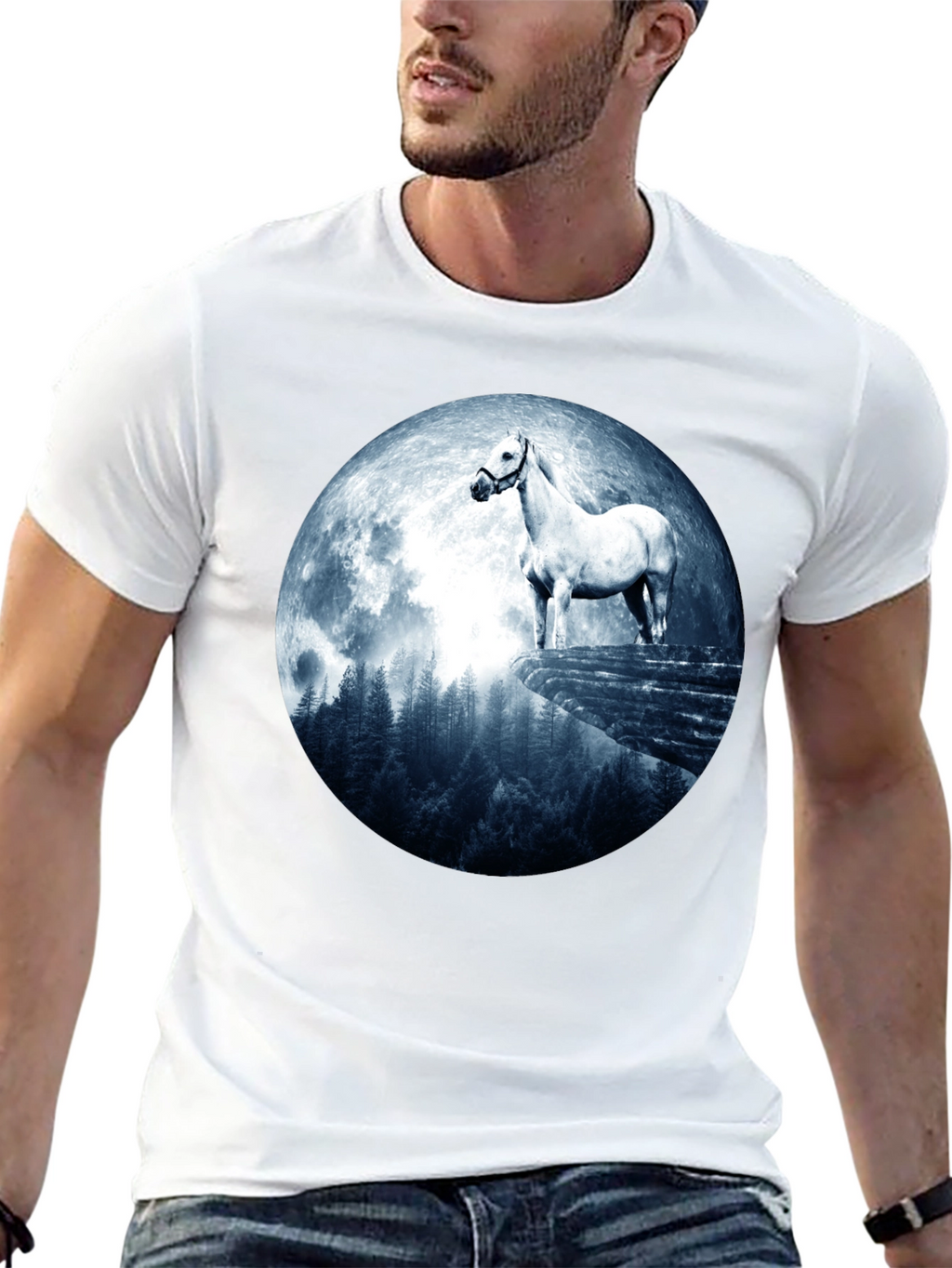 Horse and Moon Graphic T-Shirt