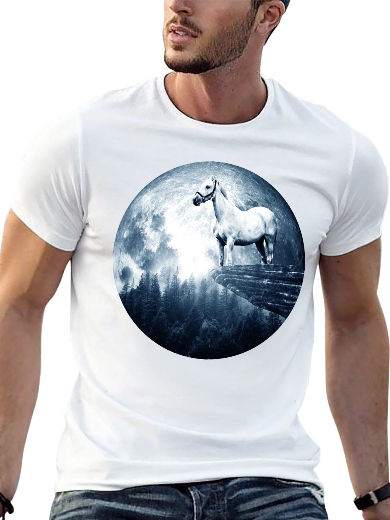 Horse and Moon Graphic T-Shirt