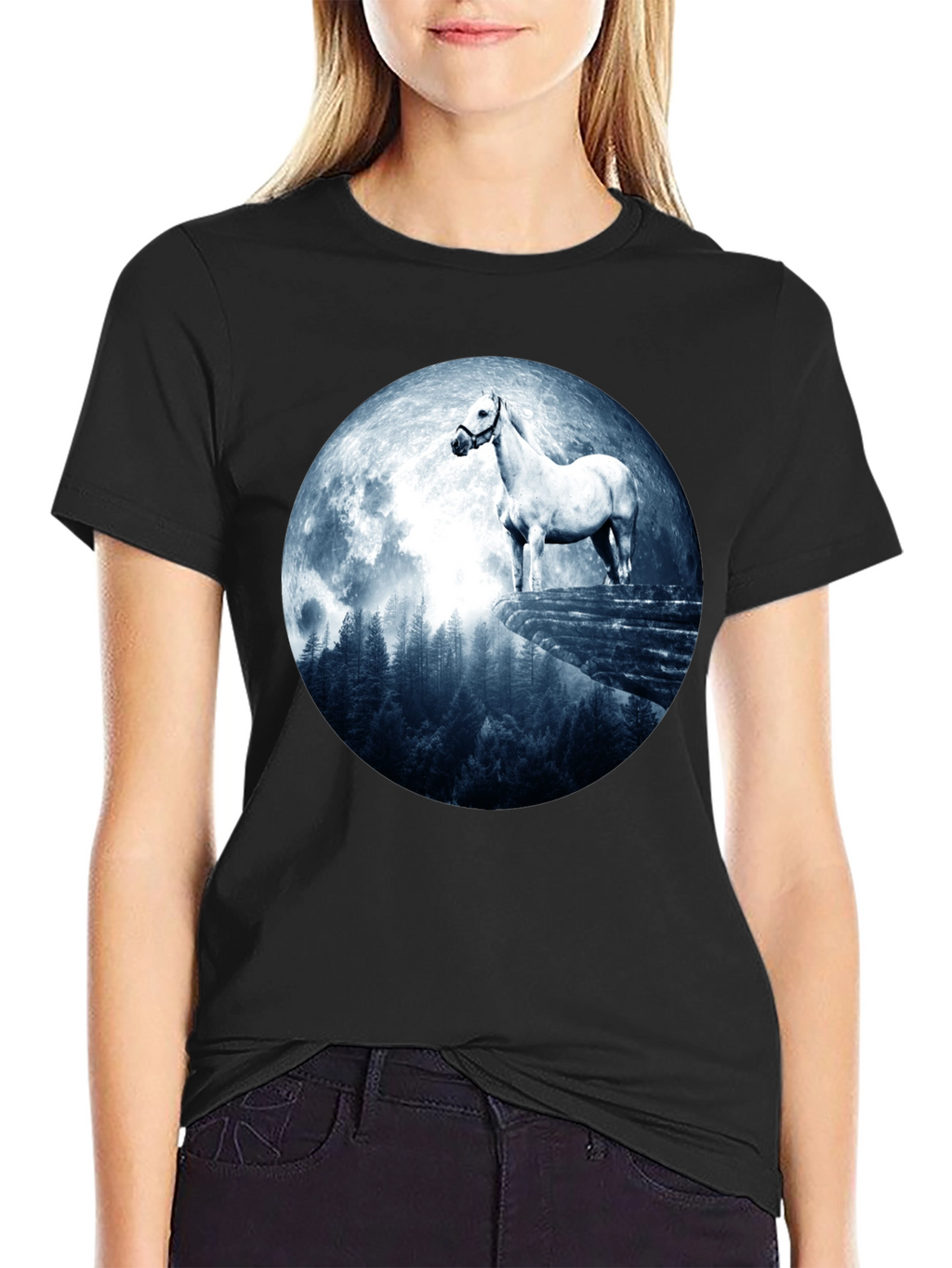 Horse and Moon Graphic T-Shirt