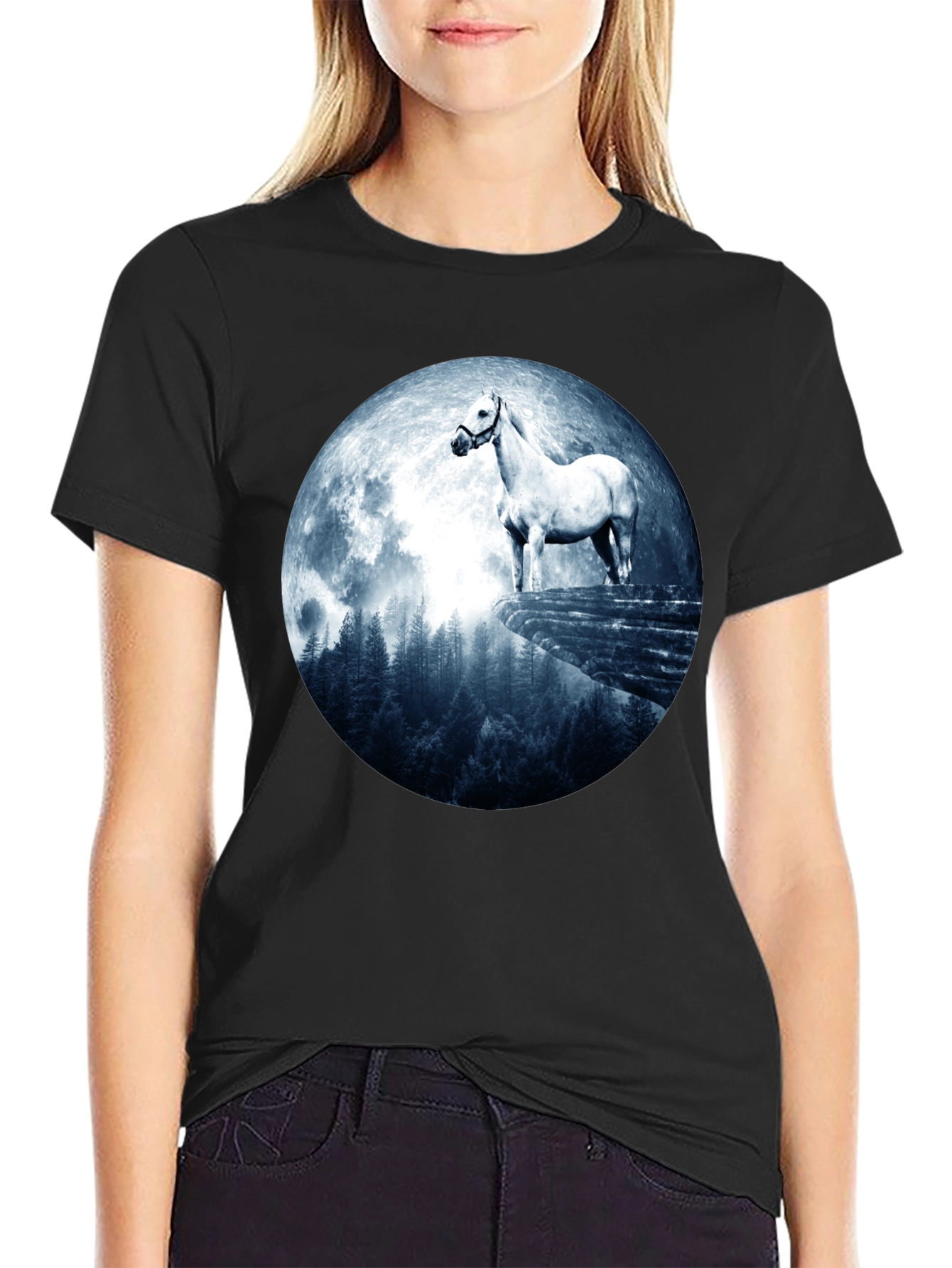 Horse and Moon Graphic T-Shirt