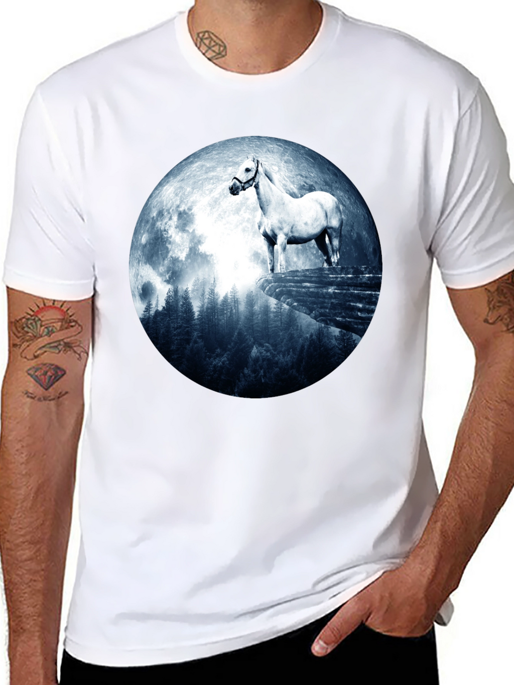 Horse and Moon Graphic T-Shirt