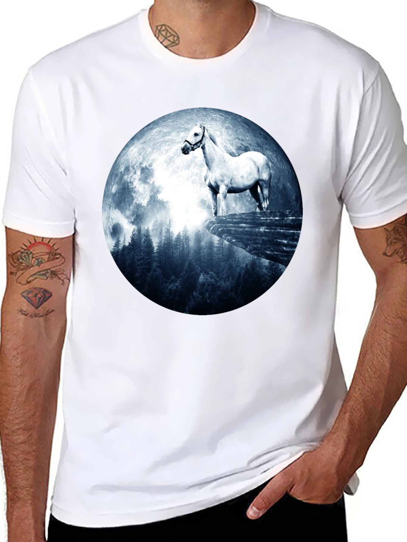 Horse and Moon Graphic T-Shirt
