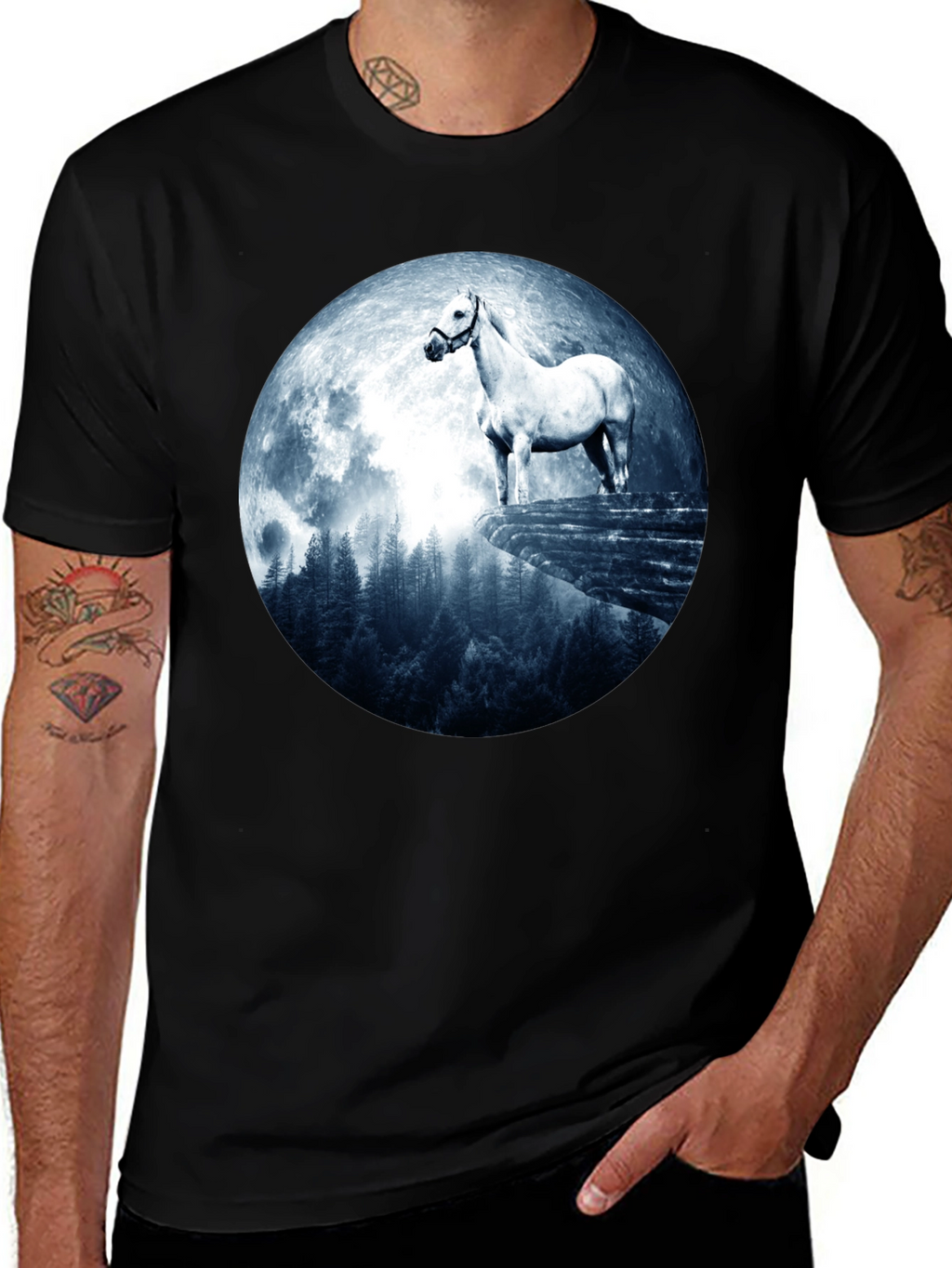 Horse and Moon Graphic T-Shirt