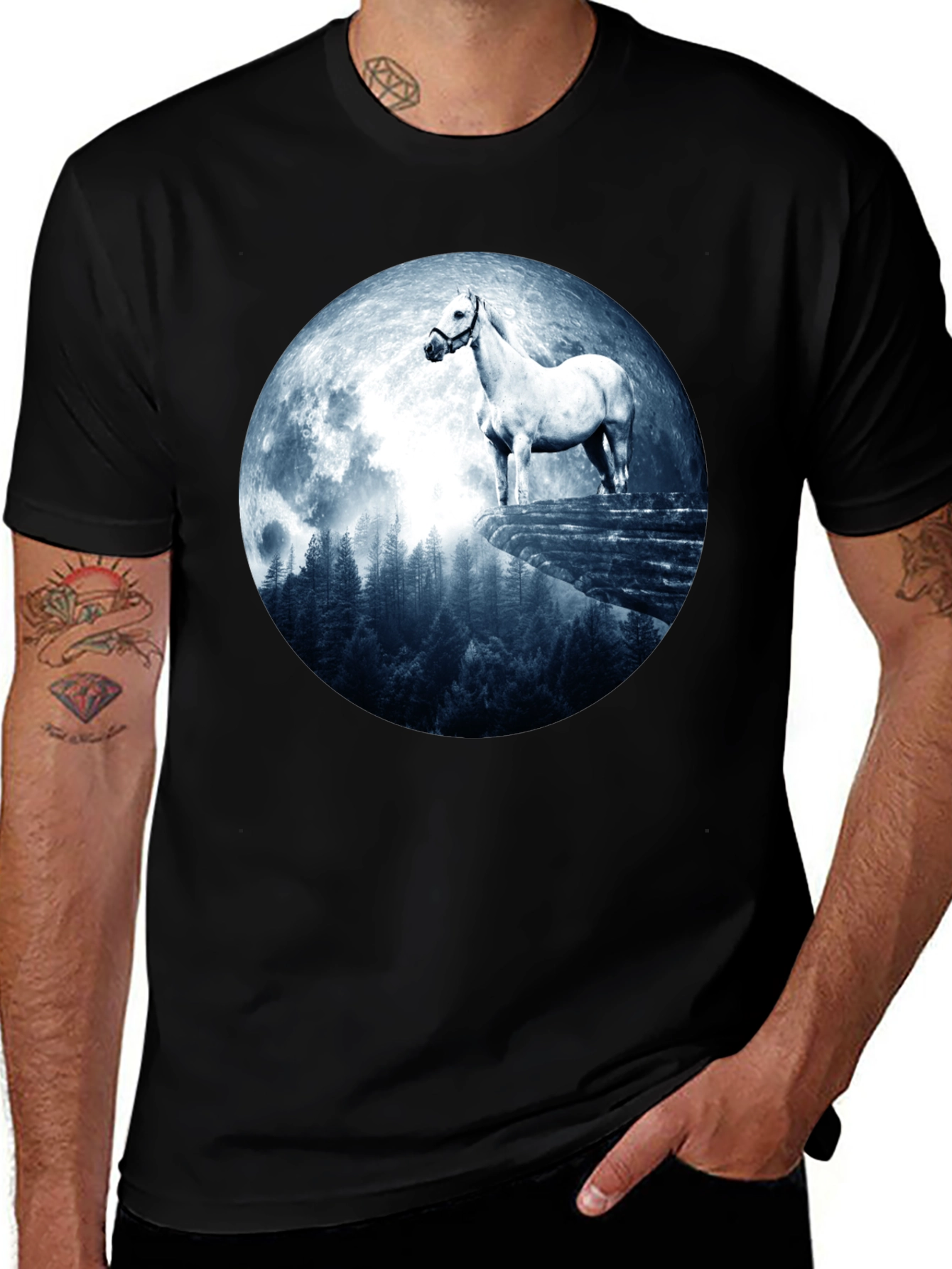 Horse and Moon Graphic T-Shirt
