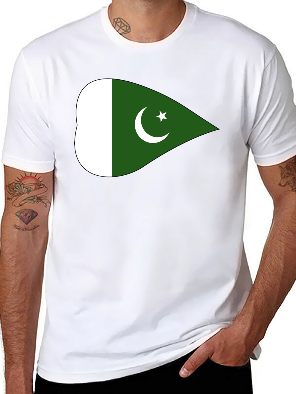 Pakistan Flag T-Shirt - Black Crew Neck Cotton Tee