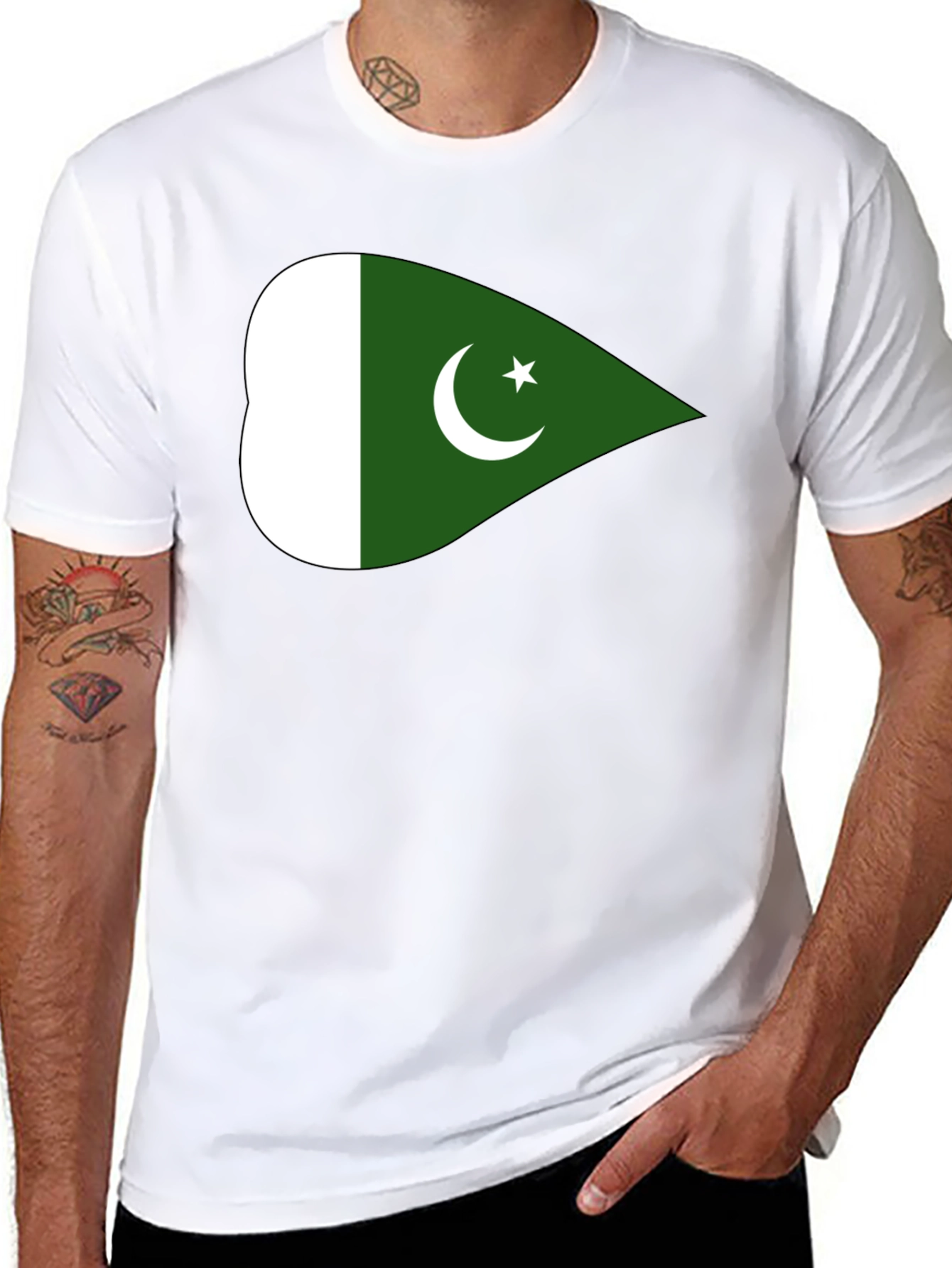 Pakistan Flag T-Shirt - Black Crew Neck Cotton Tee