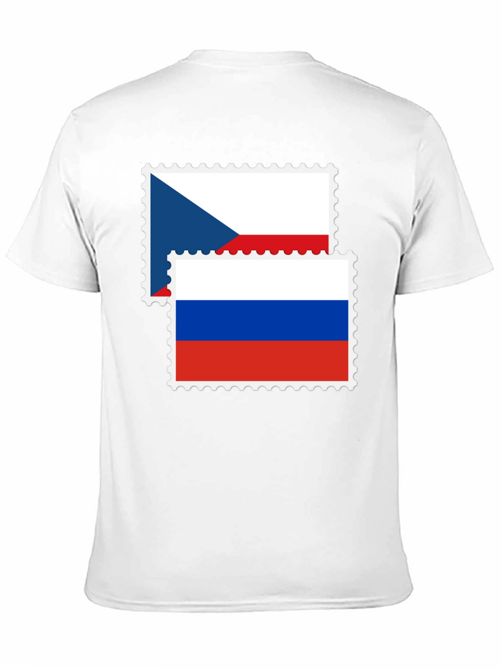 Czech Russia Flag Stamp Black Graphic Tee