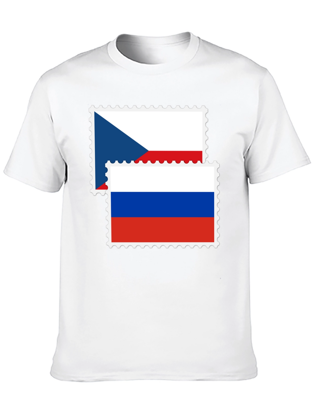 Czech Russia Flag Stamp Black Graphic Tee