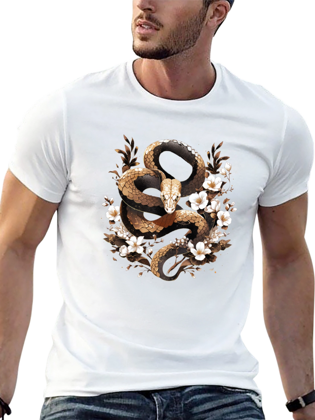 Snake & Flowers Graphic Tee