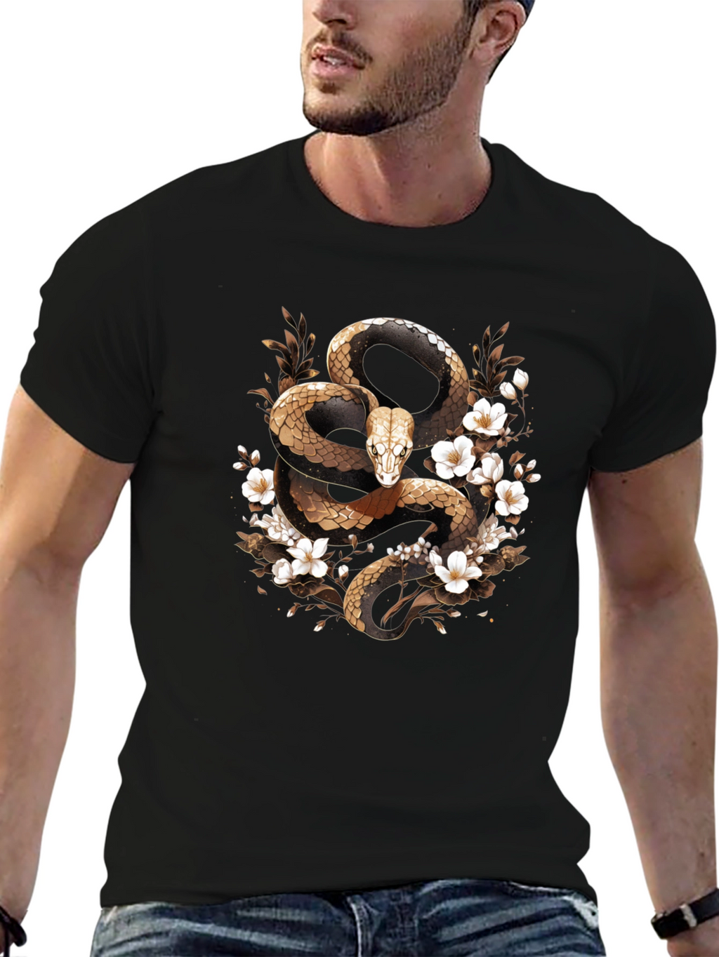 Snake & Flowers Graphic Tee
