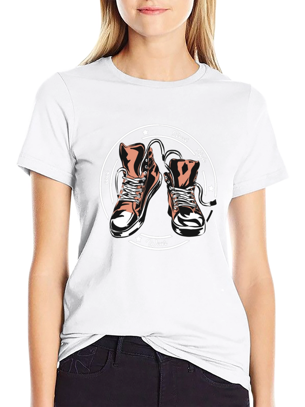 Cool Street Style T-Shirt with Sneaker Graphic