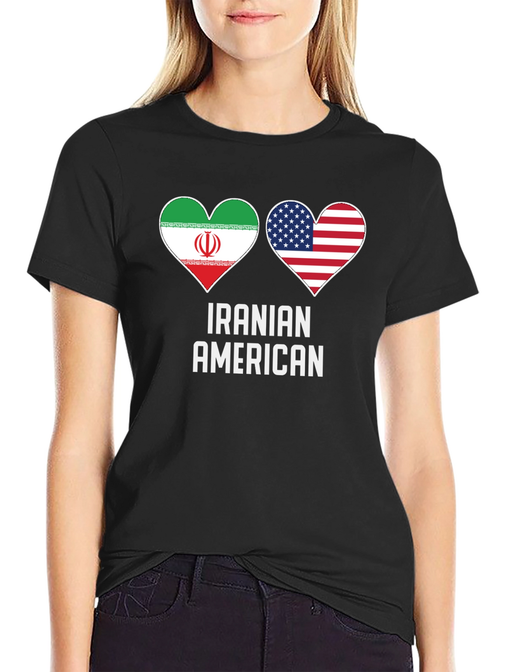 Iranian American Pride T-Shirt - Dual Flag Heart Design