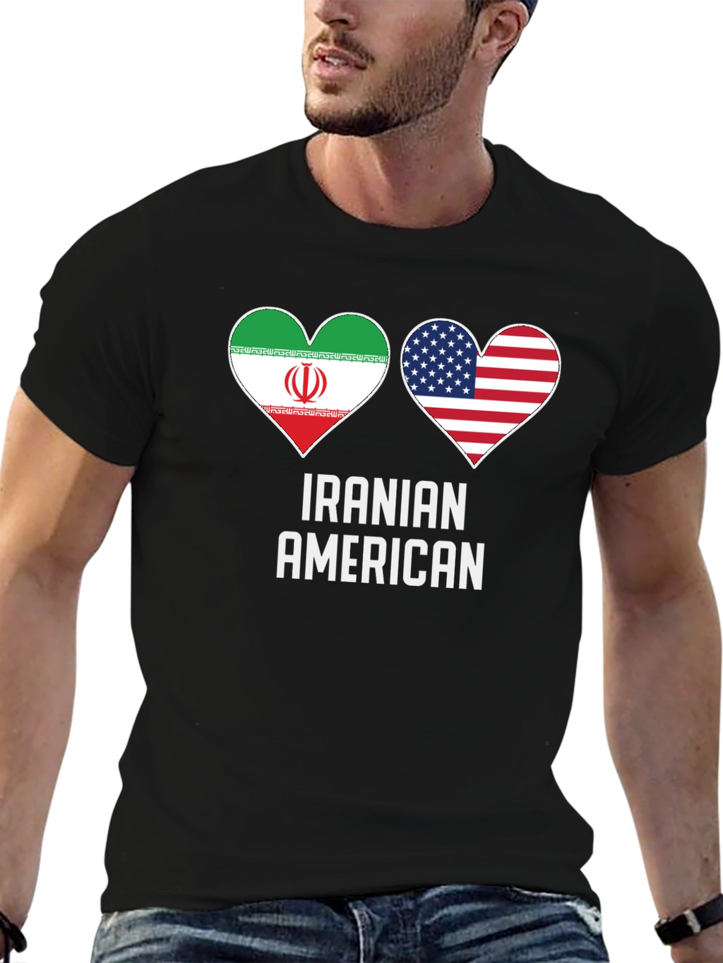 Iranian American Pride T-Shirt - Dual Flag Heart Design