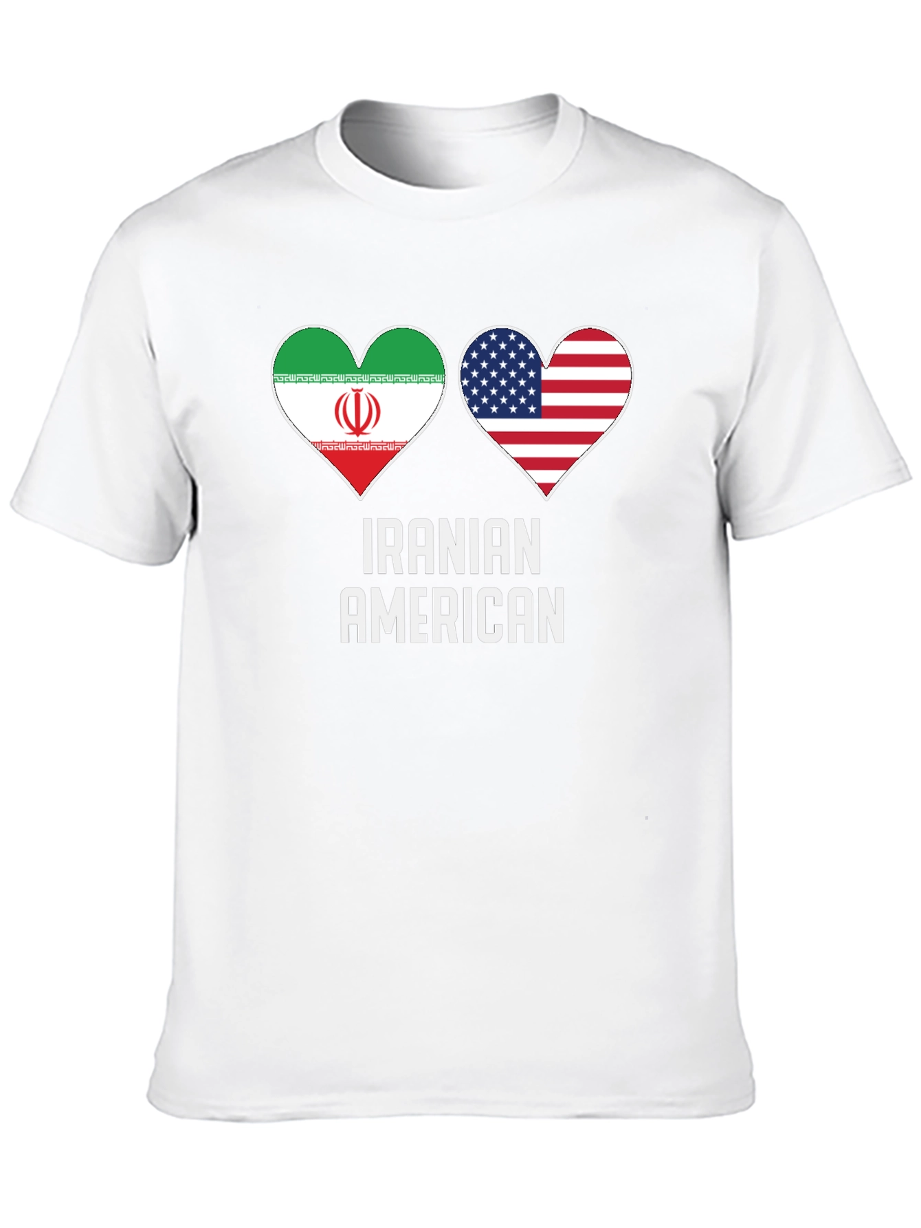 Iranian American Pride T-Shirt - Dual Flag Heart Design