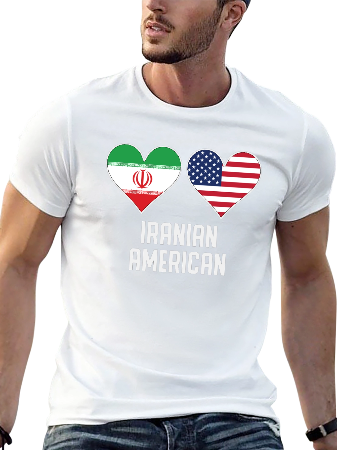 Iranian American Pride T-Shirt - Dual Flag Heart Design