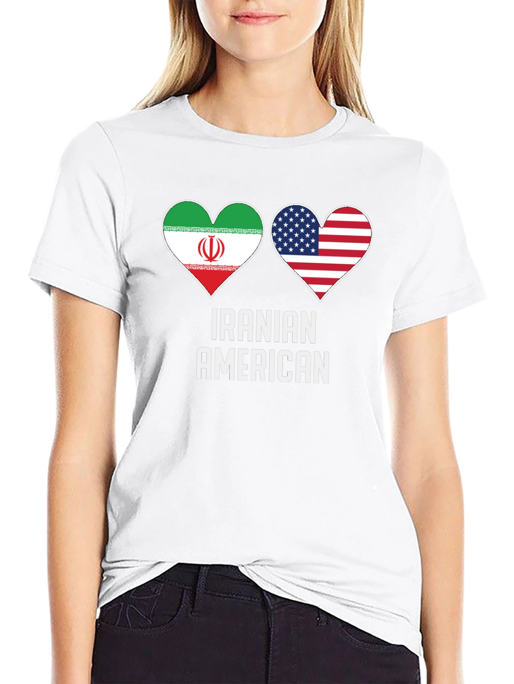 Iranian American Pride T-Shirt - Dual Flag Heart Design
