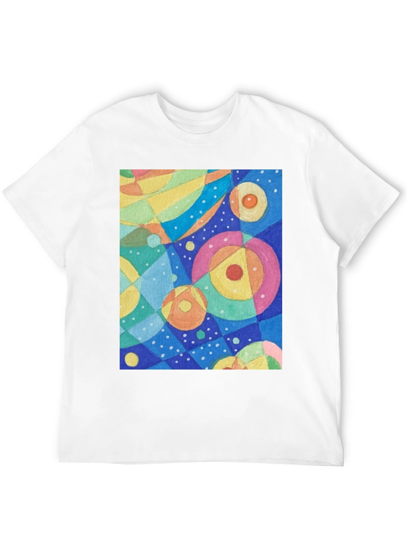 Abstract Circle Pattern Graphic Tee - Black