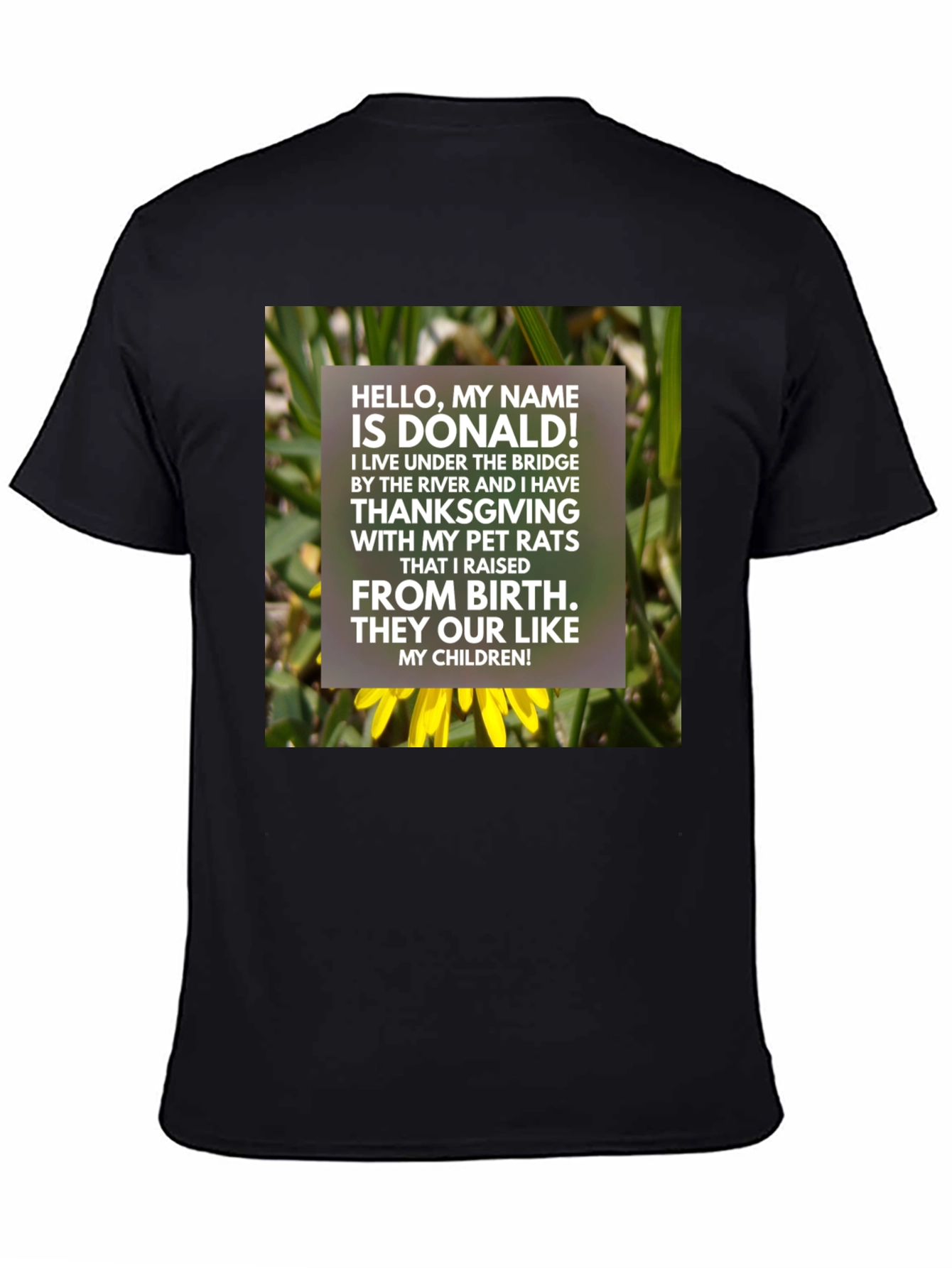 Donalds Pet Rat Thanksgiving T-Shirt - Unique Humor Tee