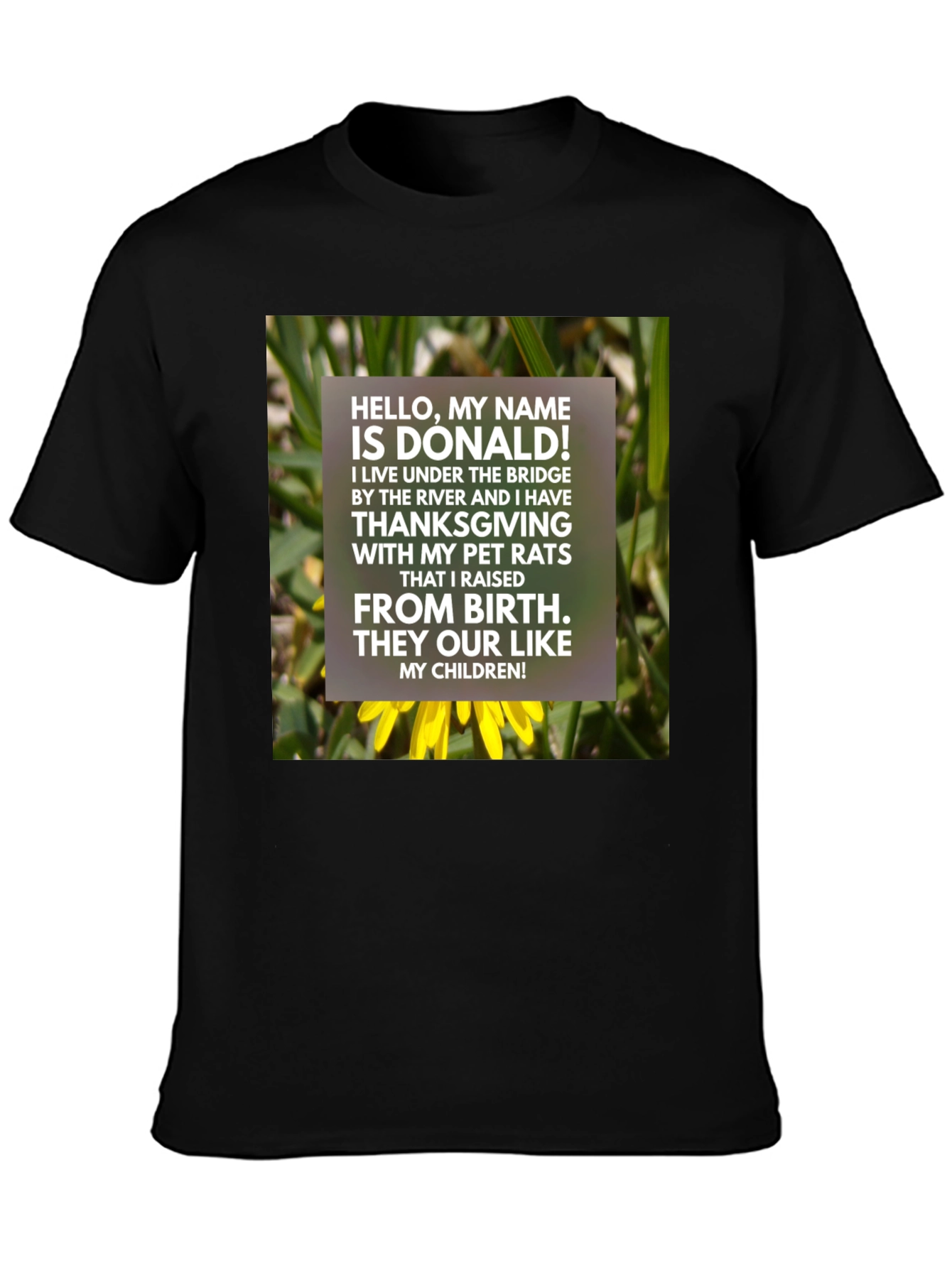 Donalds Pet Rat Thanksgiving T-Shirt - Unique Humor Tee