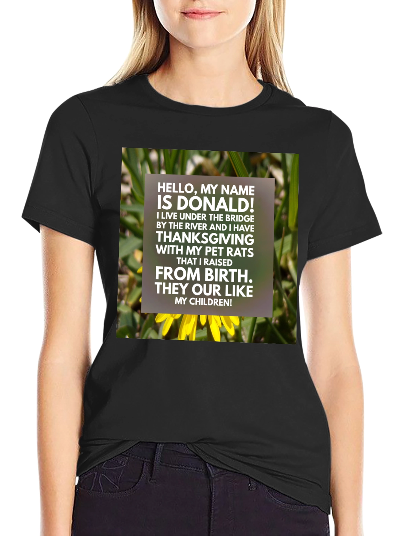 Donalds Pet Rat Thanksgiving T-Shirt - Unique Humor Tee