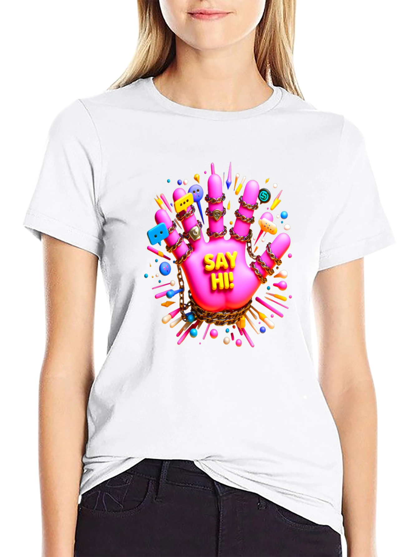 Say Hi! Funky Hand Graphic Tee