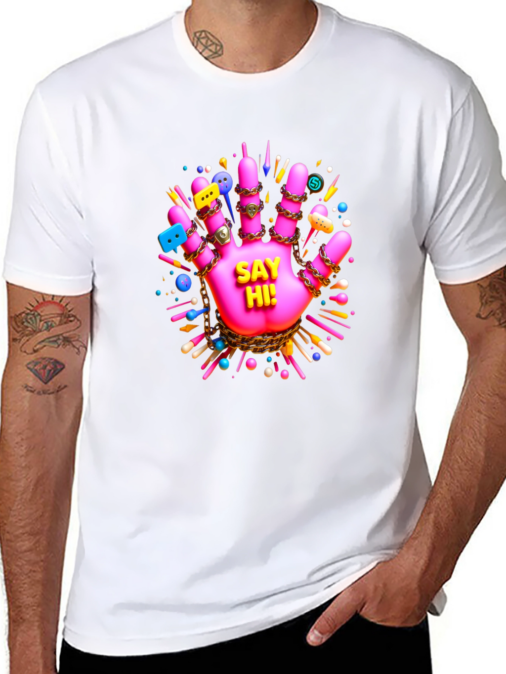 Say Hi! Funky Hand Graphic Tee