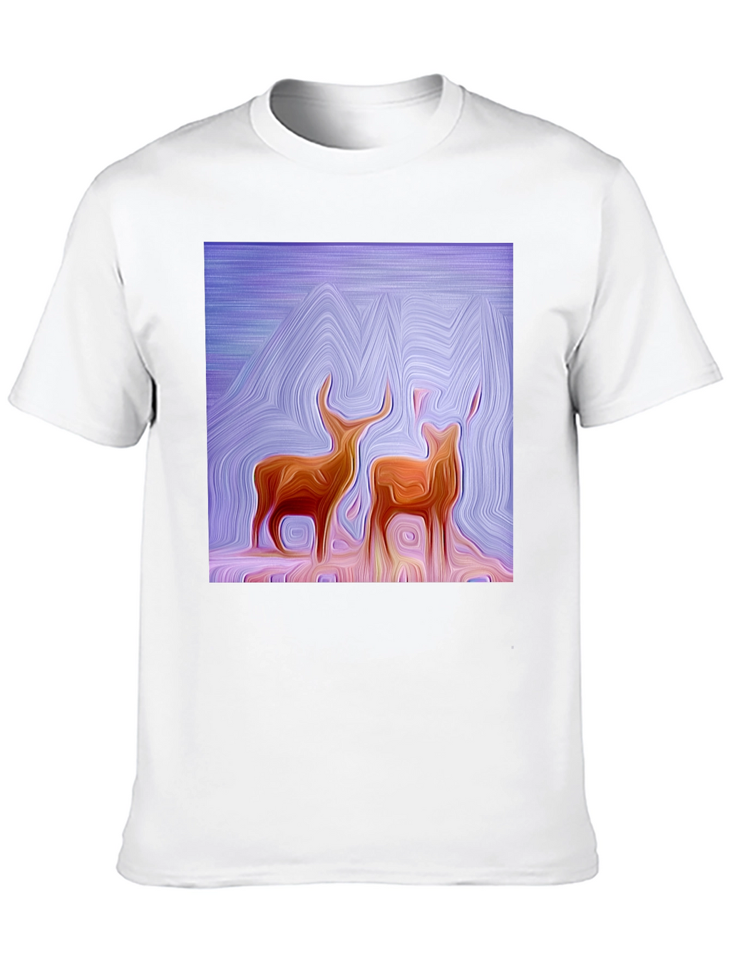 Abstract Deer Graphic Tee - Stylish Black T-Shirt