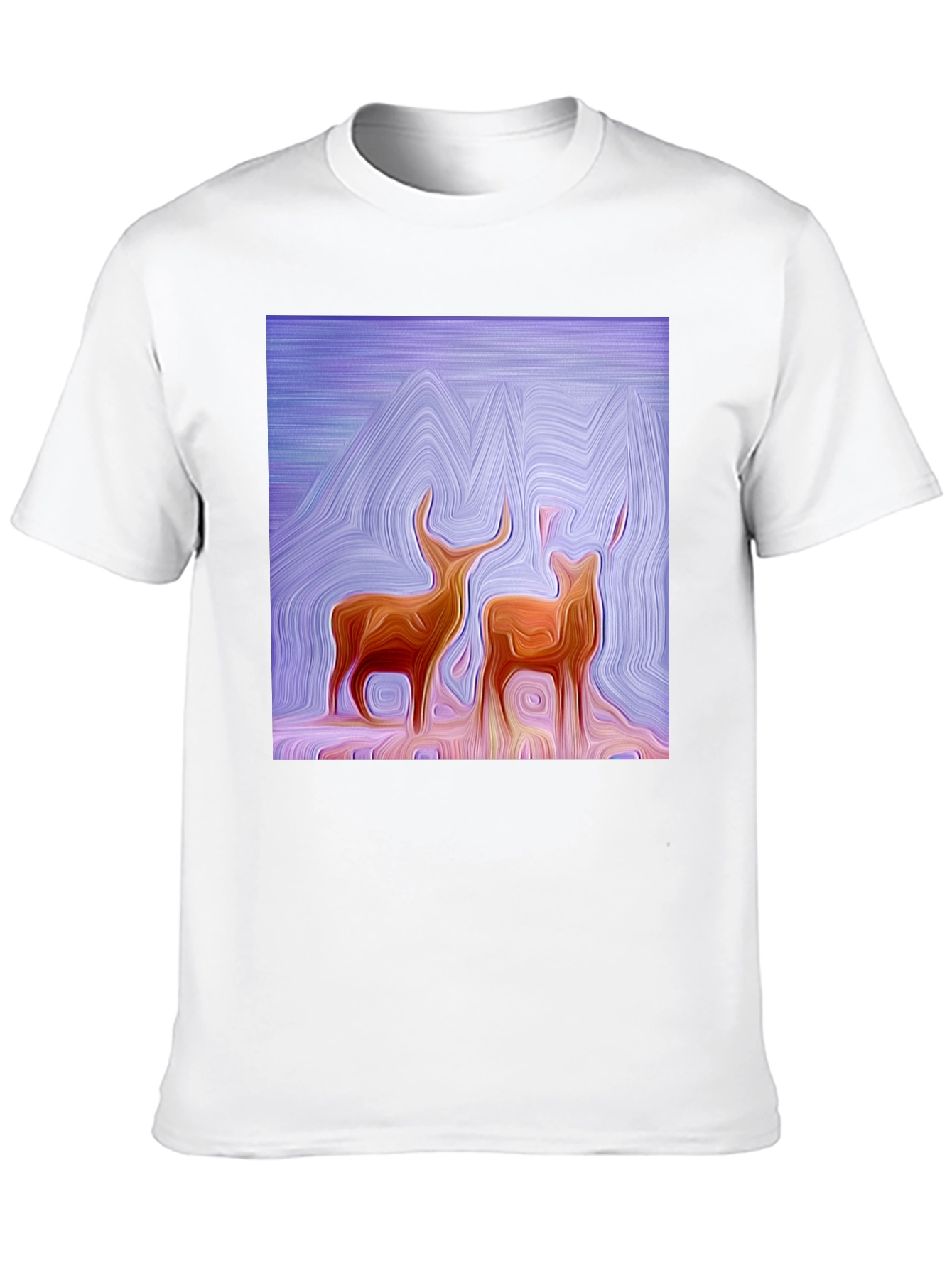 Abstract Deer Graphic Tee - Stylish Black T-Shirt