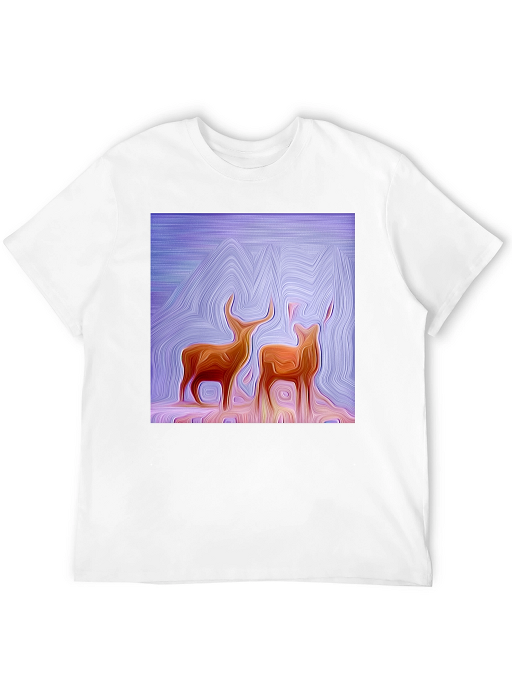 Abstract Deer Graphic Tee - Stylish Black T-Shirt