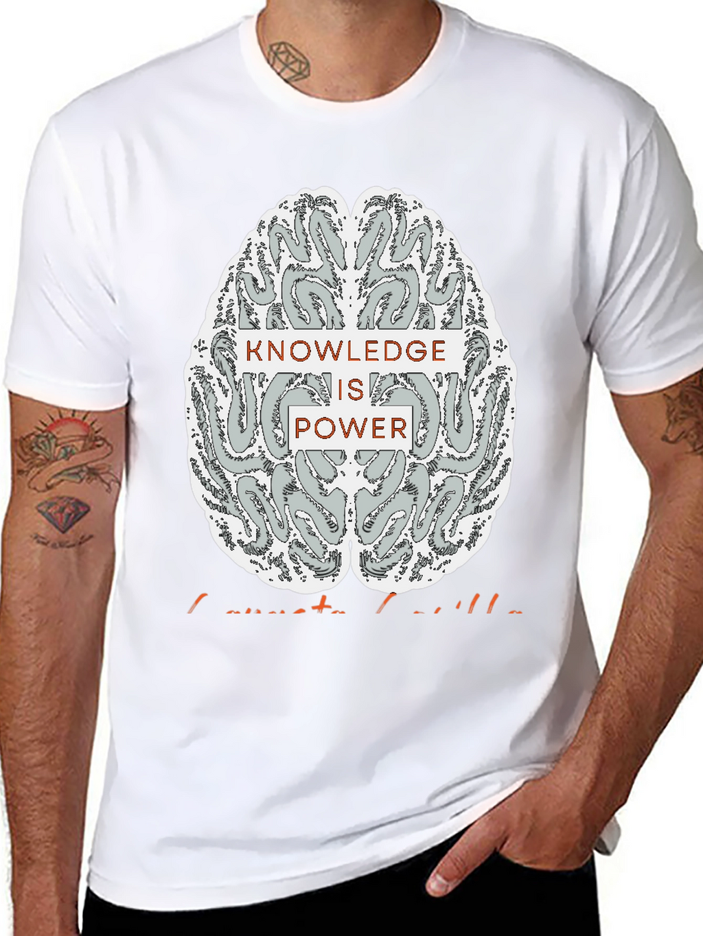 Knowledge is Power Brain Graphic Tee - Black