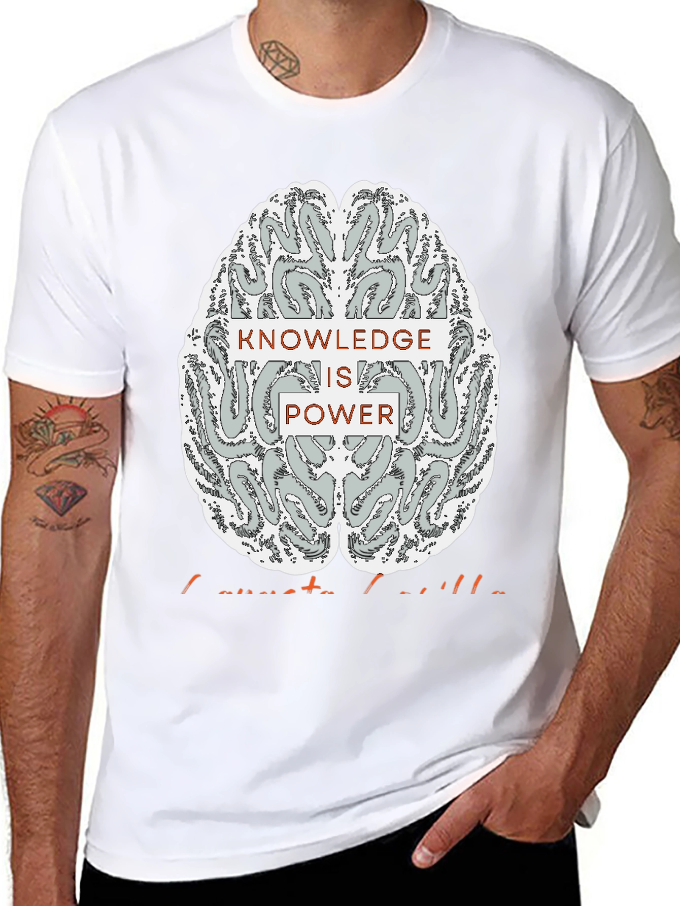Knowledge is Power Brain Graphic Tee - Black