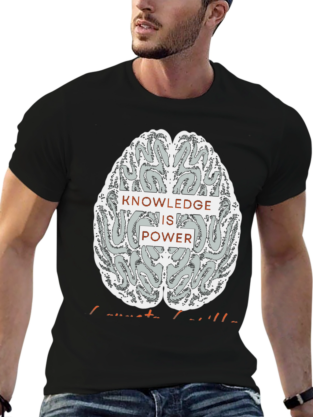 Knowledge is Power Brain Graphic Tee - Black