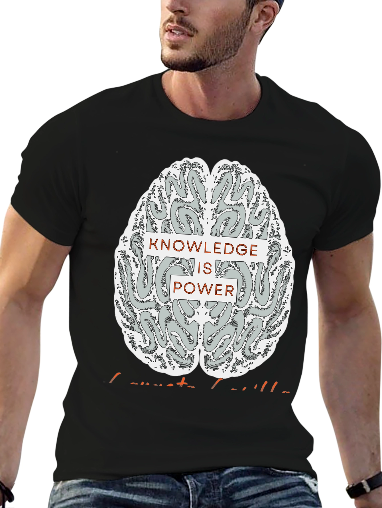 Knowledge is Power Brain Graphic Tee - Black