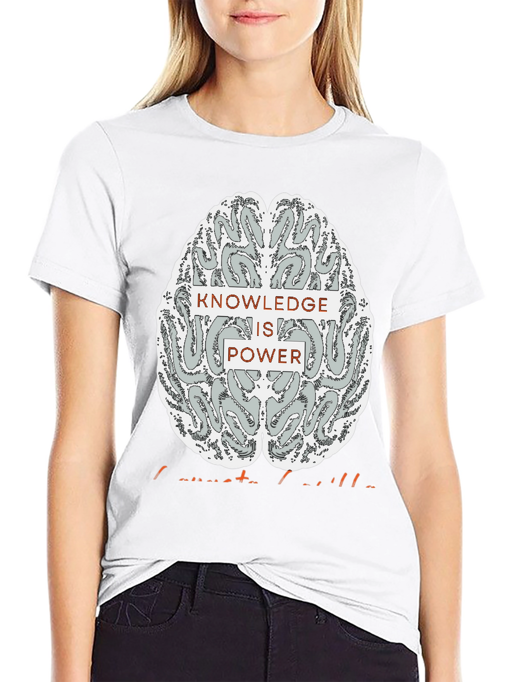 Knowledge is Power Brain Graphic Tee - Black