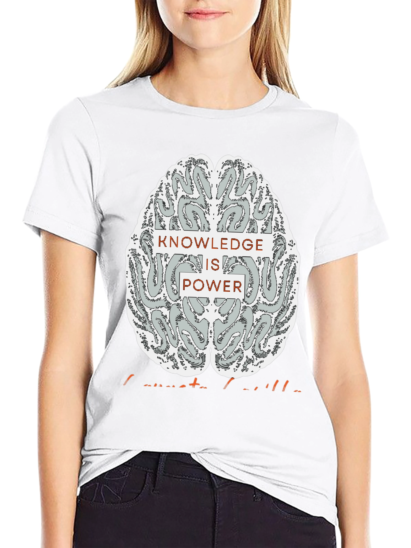 Knowledge is Power Brain Graphic Tee - Black