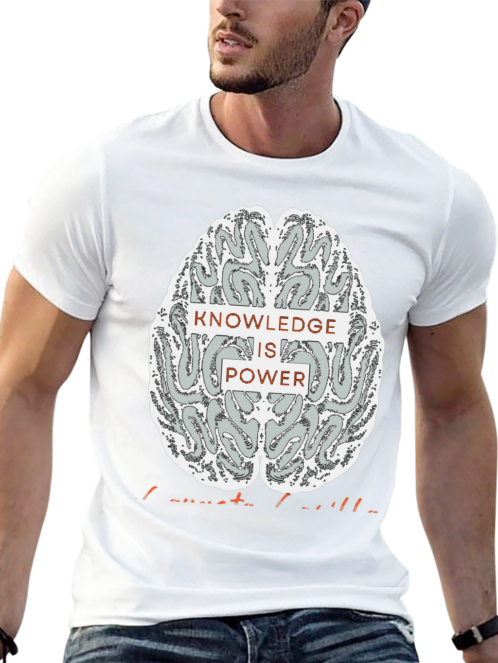 Knowledge is Power Brain Graphic Tee - Black