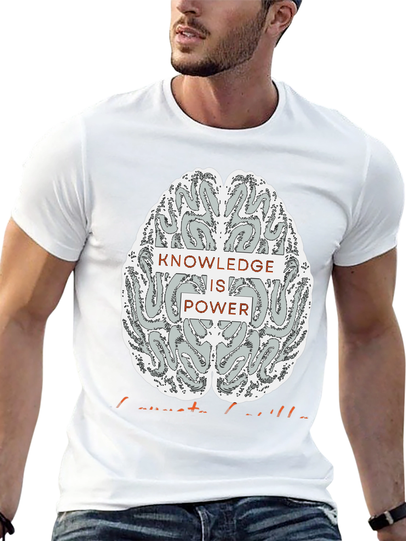 Knowledge is Power Brain Graphic Tee - Black