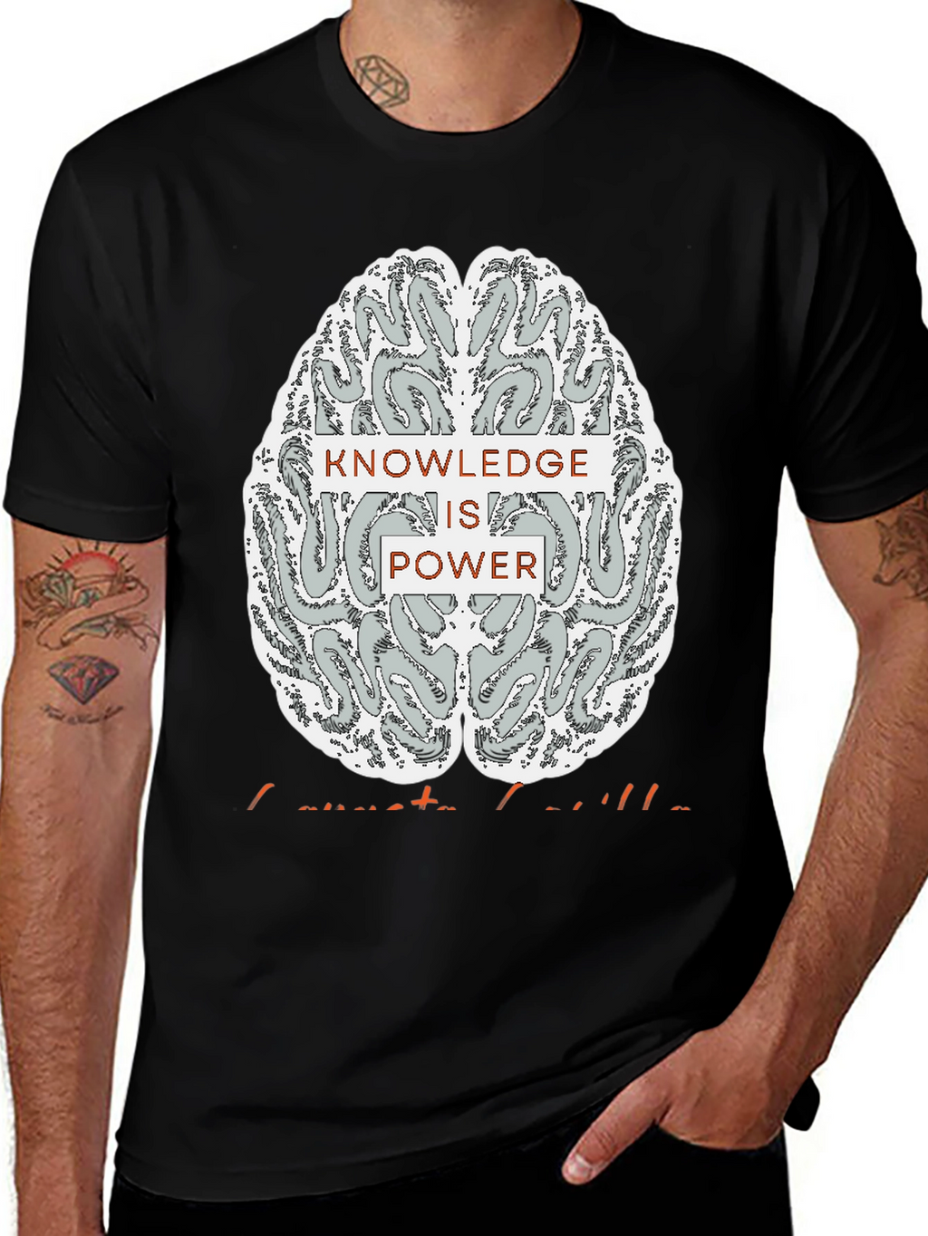 Knowledge is Power Brain Graphic Tee - Black